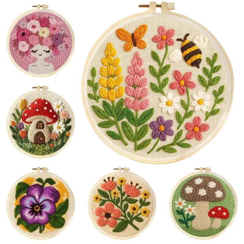 Embroidery Hoop Kit - Kits de broderie au poinçon DIY,