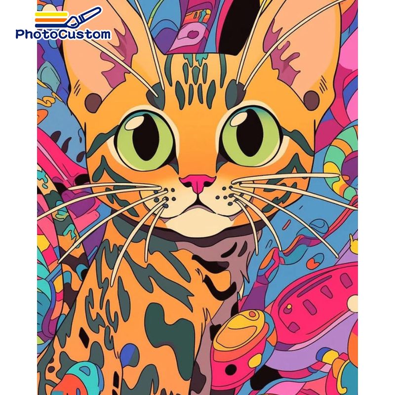 Art Craft Ideas Easy - Peinture par numéros Chat Gingembre PhotoCustom