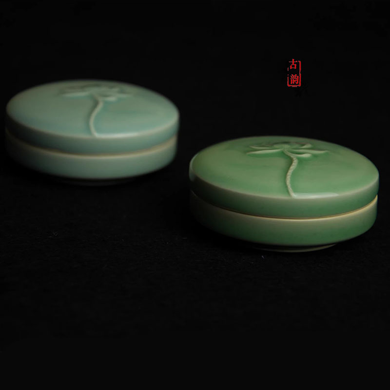 Stamping Ink Pad - Boîte à tampons en céramique céladon