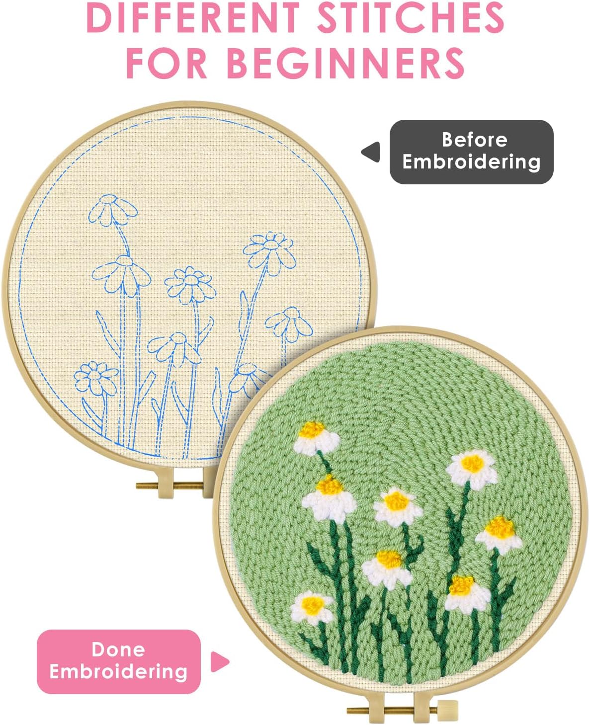 Kits de broderie au poinçon DI - Embroidery Hoop Kit avis et prix