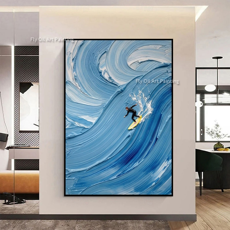 Tableau mural vague de surf au - Painting Knife Palette avis et prix