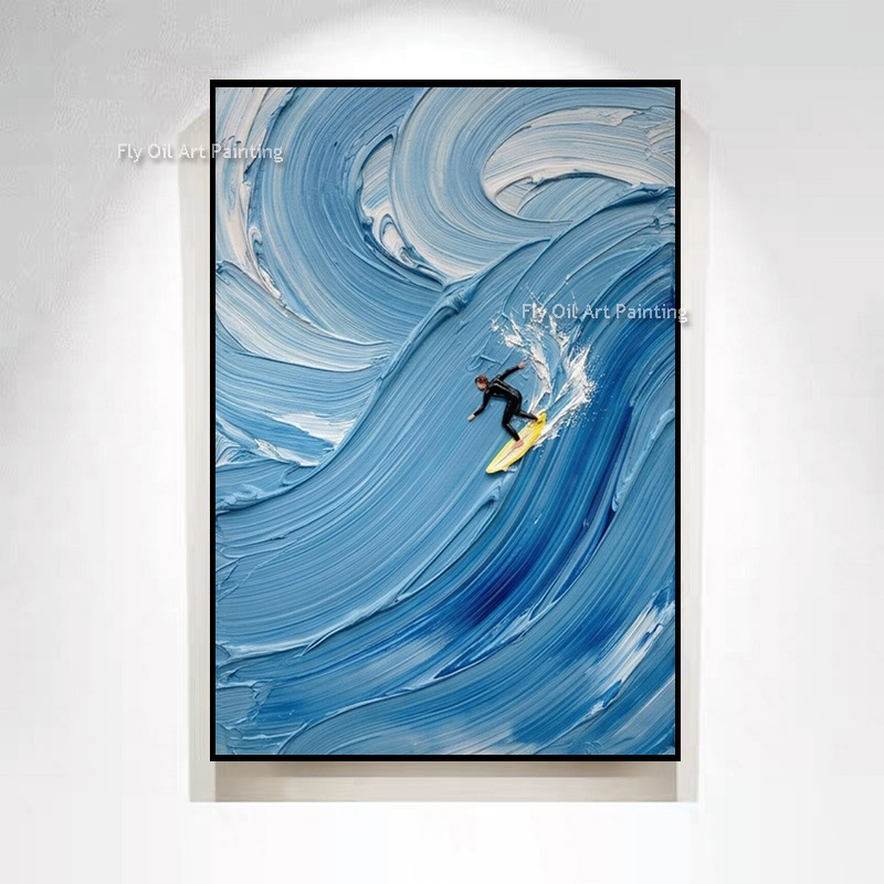 Tableau mural vague de surf au - Painting Knife Palette avis et prix