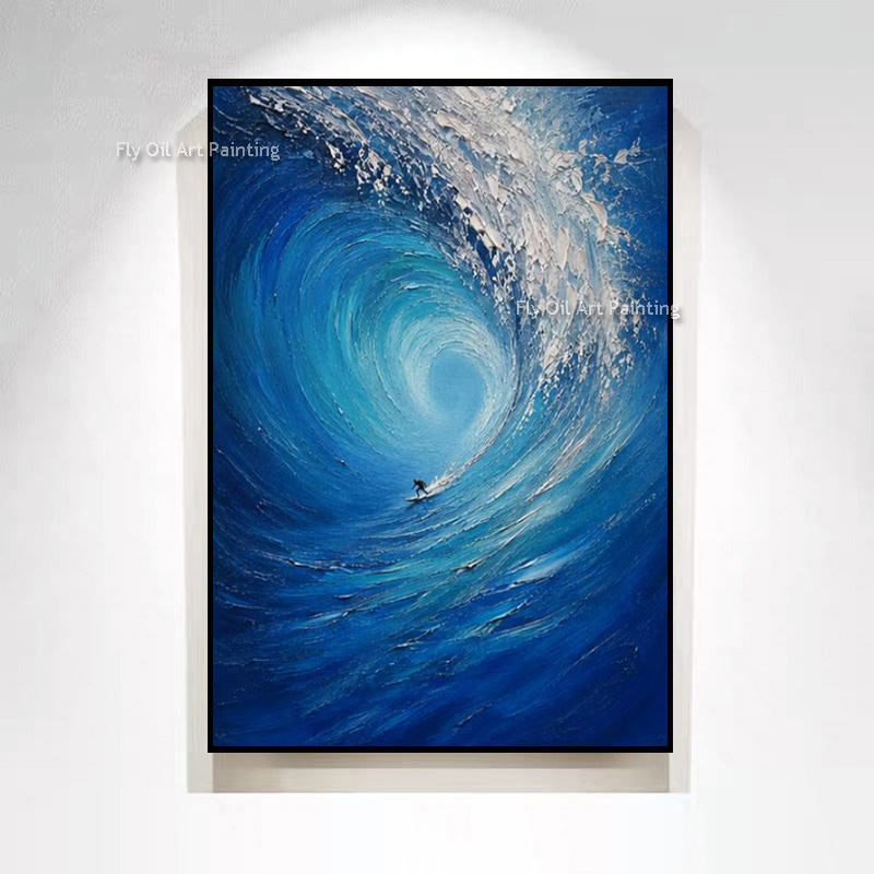 Tableau mural vague de surf au - Painting Knife Palette avis et prix